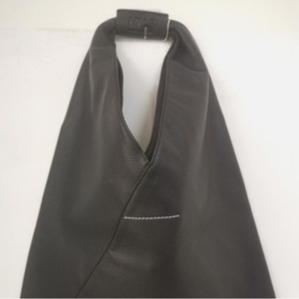 MM6 Maison Martin Margiela Black Leather Shoulder Tote